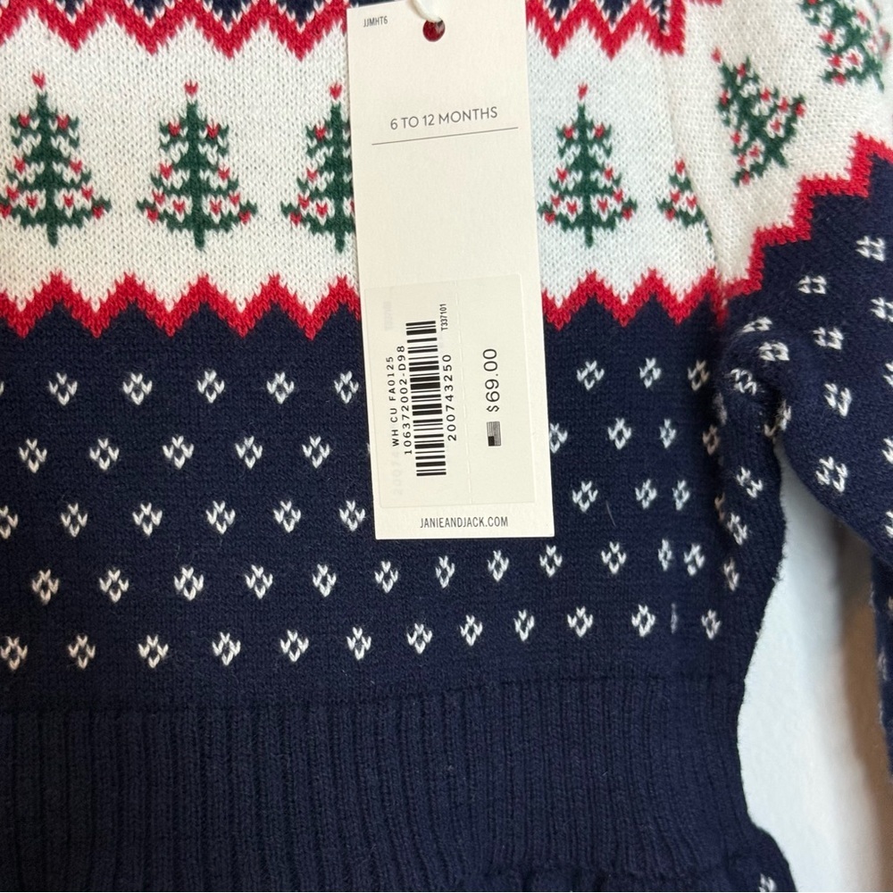Janie and Jack Festive Navy and White Dress - Picture 4 of 4